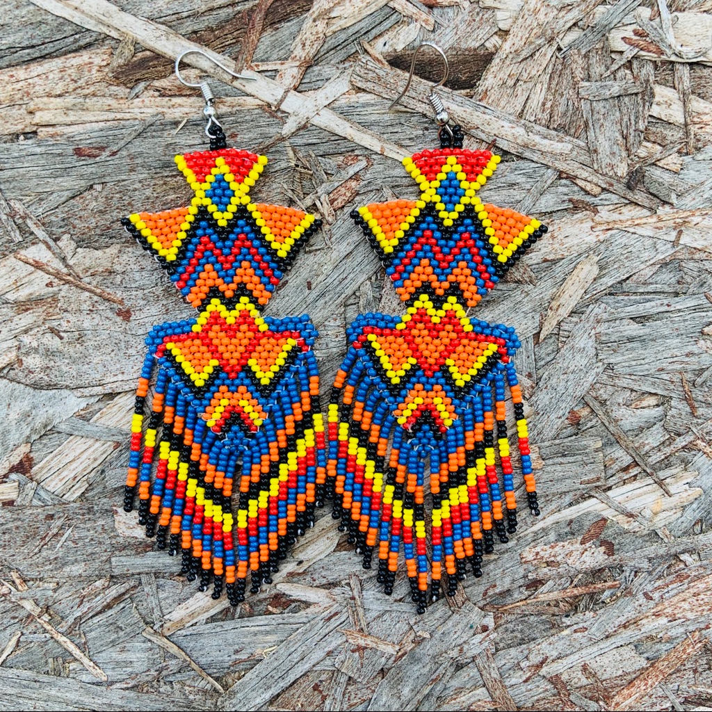 Adelita Huichol Beaded Earrings Handmade E-225 21$